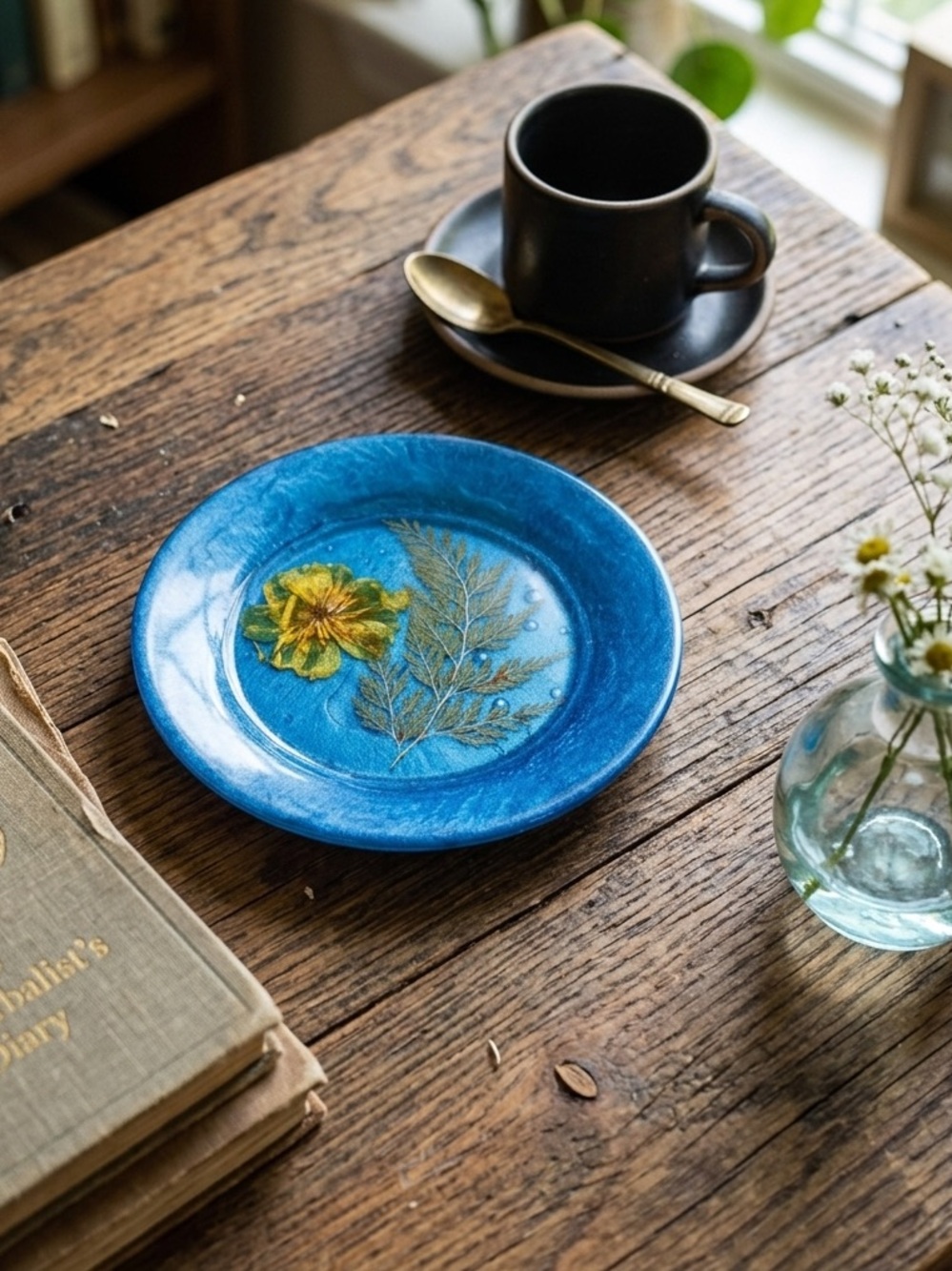 NORE’S NOVELTIES Handcrafted Decorative Aquariplate Saucers with Real Plants